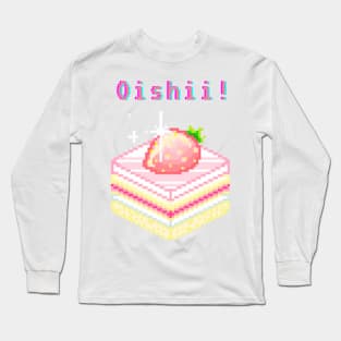 Kawaii Pixel Oishii Dream Dessert ( strawberry Jello sponge Cakee) Long Sleeve T-Shirt